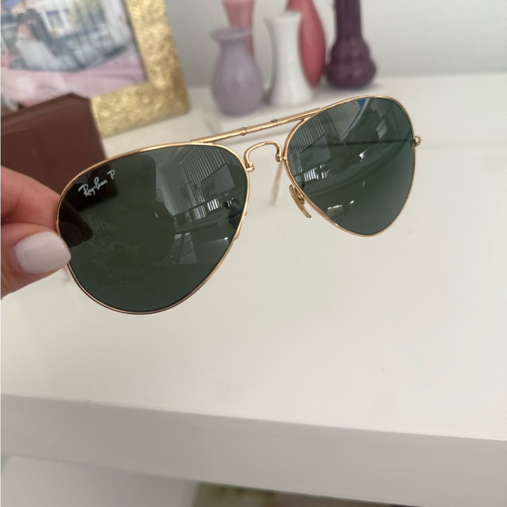 Polarized Ray-Ban Gold Aviator Sunglasses Foldable